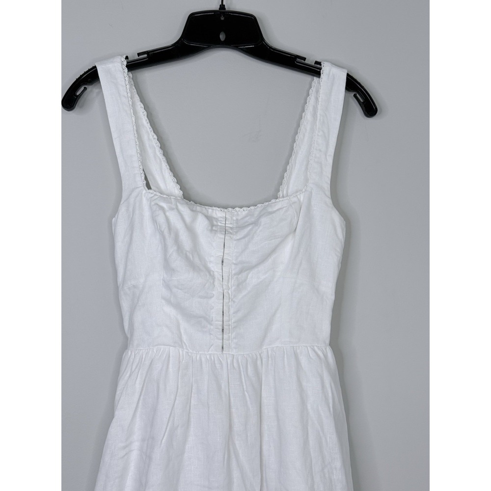 Reformation Women's White Tagliatelle Linen Dress Corset Top Lace Trim Sz 2 - Picture 3 of 8